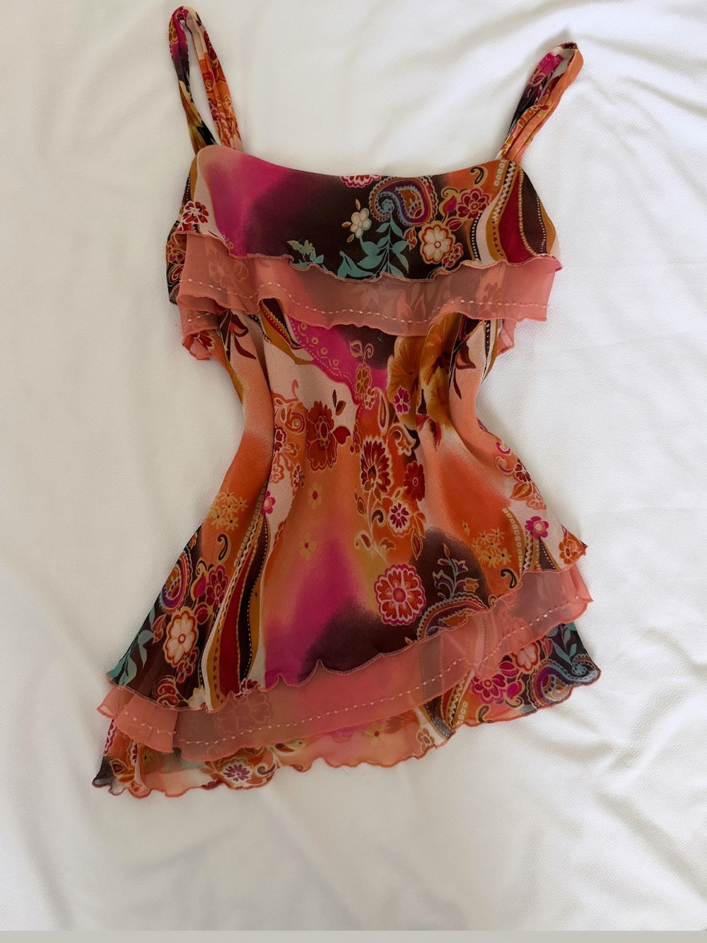 Vintage 100% Silk Embellished Beaded Tie Front
Boho Cami Top Orange - Picture 3 of 6
